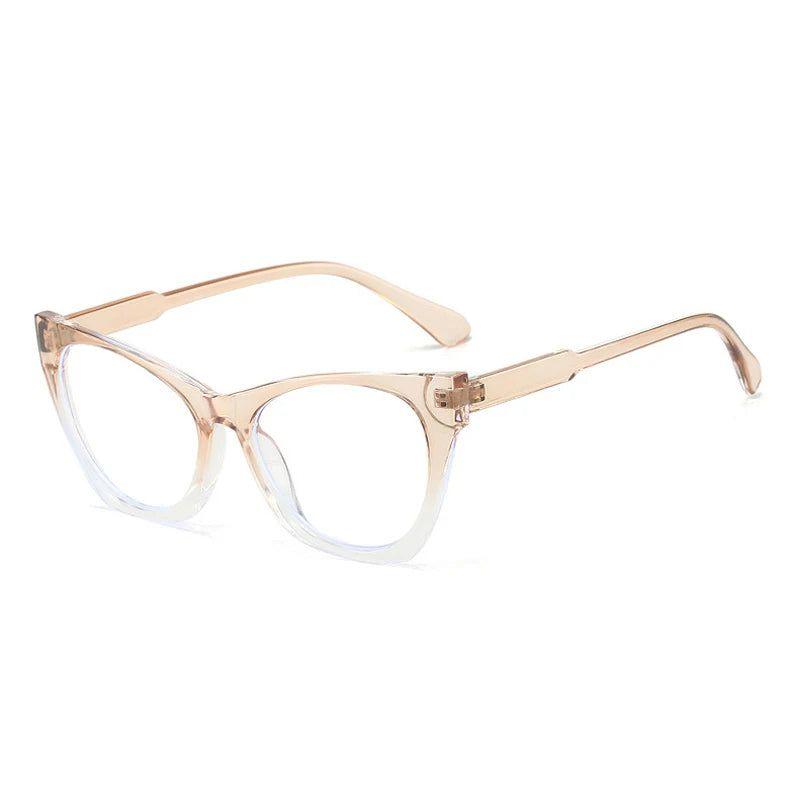 Chic Retro Cat Eye Anti-Blue Light Glasses with Clear Lenses and Stylish Contrast Frame - Lucid Fantasy 