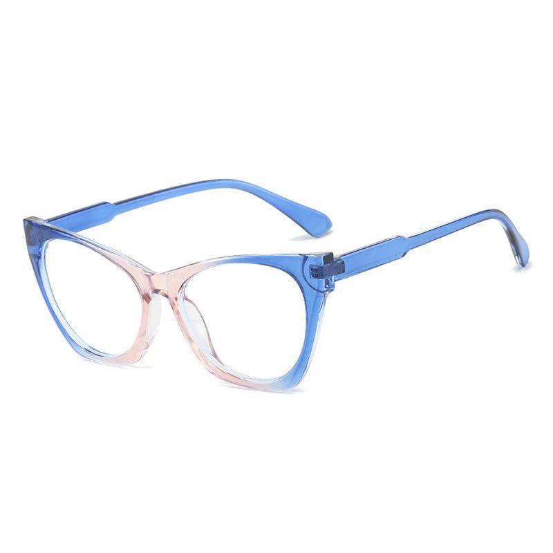 Chic Retro Cat Eye Anti-Blue Light Glasses with Clear Lenses and Stylish Contrast Frame - Lucid Fantasy 