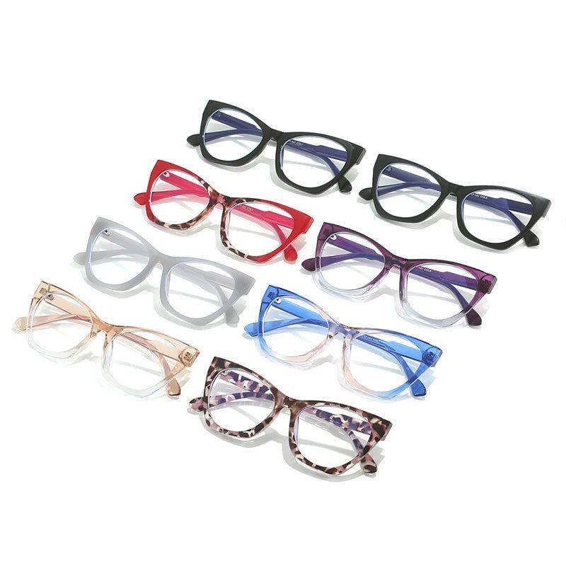 Chic Retro Cat Eye Anti-Blue Light Glasses with Clear Lenses and Stylish Contrast Frame - Lucid Fantasy 