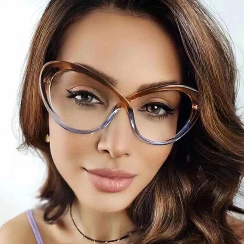 Chic Retro Cat Eye Anti-Blue Light Glasses with Two-Tone Optical Frame - Lucid Fantasy 