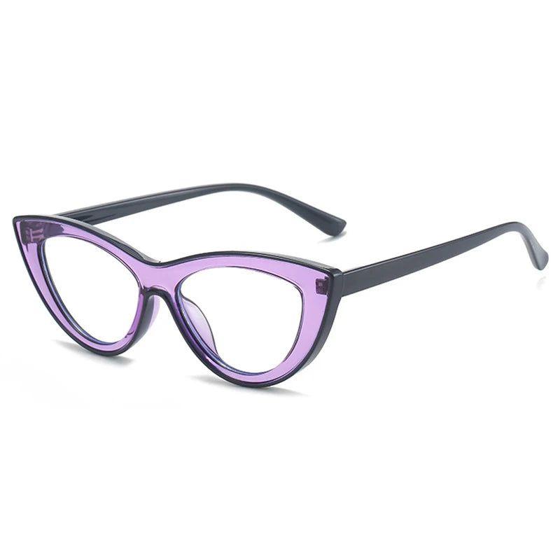 Chic Retro Cat Eye Glasses with Anti-Blue Light Lenses - Stylish Contrast Color Frame - Lucid Fantasy 