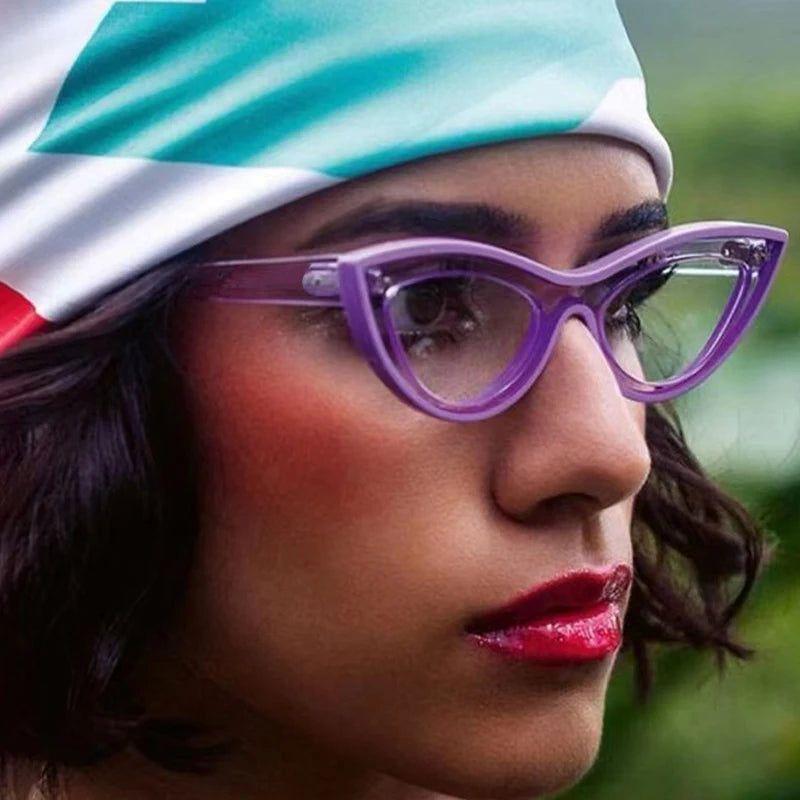 Chic Retro Cat Eye Glasses with Anti-Blue Light Lenses - Stylish Contrast Color Frame - Lucid Fantasy 