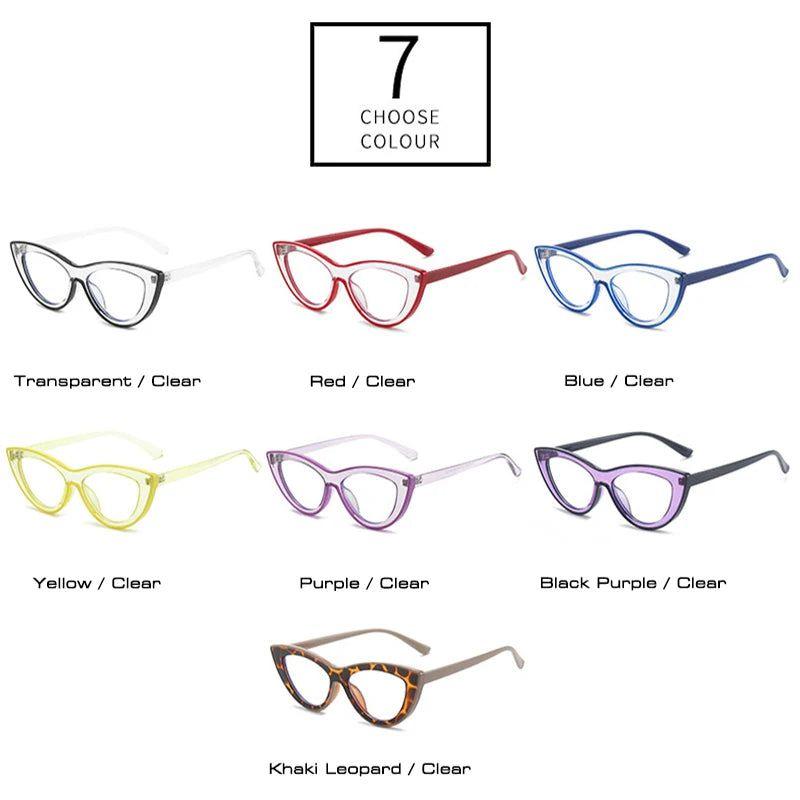 Chic Retro Cat Eye Glasses with Anti-Blue Light Lenses - Stylish Contrast Color Frame - Lucid Fantasy 