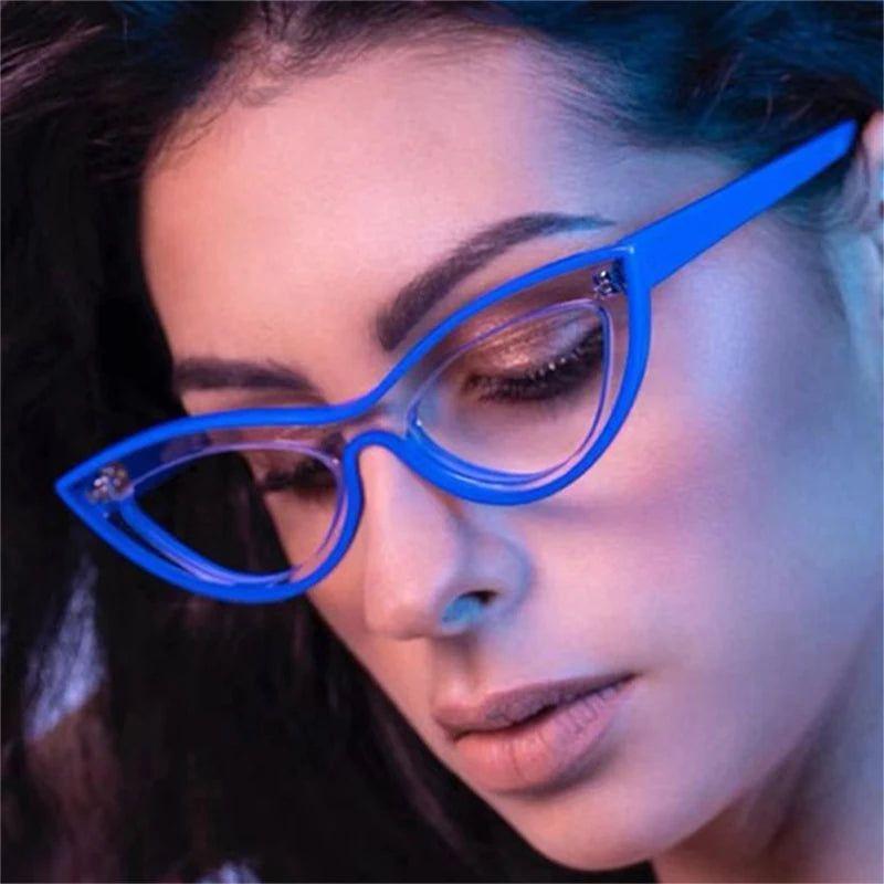 Chic Retro Cat Eye Glasses with Anti-Blue Light Lenses - Stylish Contrast Color Frame - Lucid Fantasy 