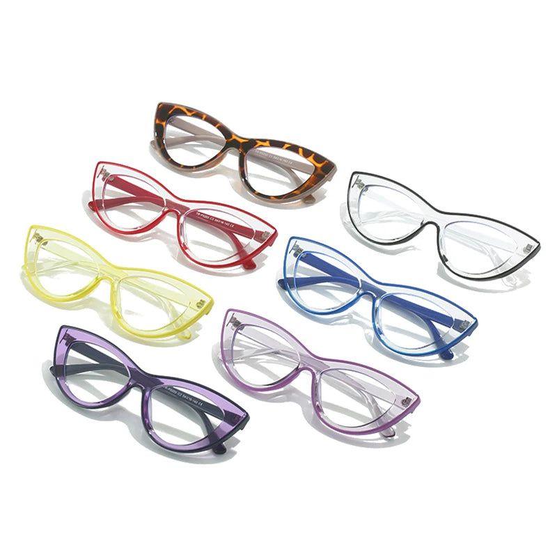 Chic Retro Cat Eye Glasses with Anti-Blue Light Lenses - Stylish Contrast Color Frame - Lucid Fantasy 