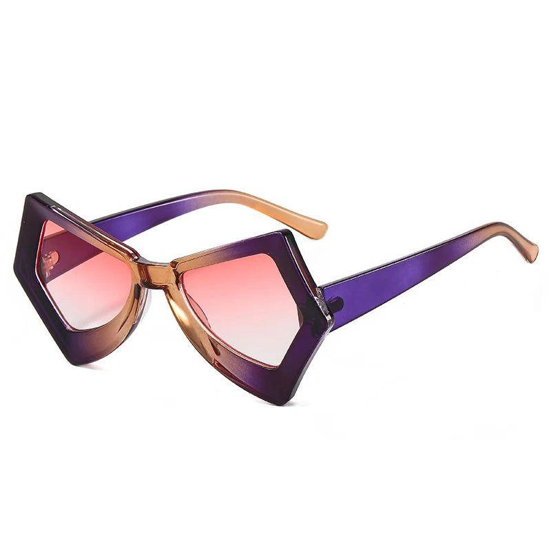 Chic Retro Cat Eye Sunglasses with Double Color Frame and Colorful Gradient UV400 Protection - Lucid Fantasy 