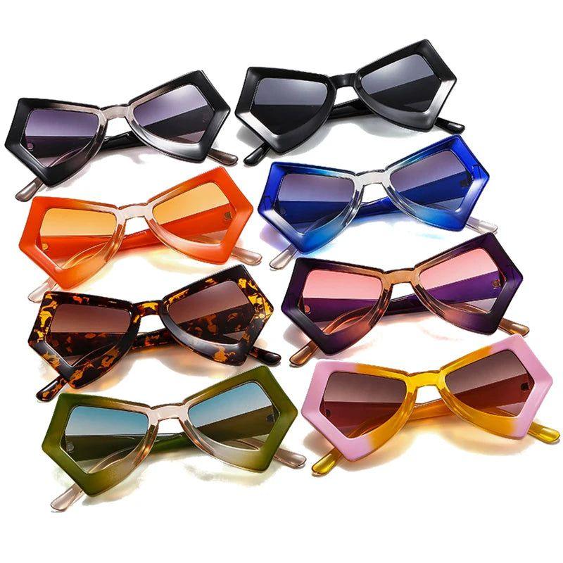 Chic Retro Cat Eye Sunglasses with Double Color Frame and Colorful Gradient UV400 Protection - Lucid Fantasy 