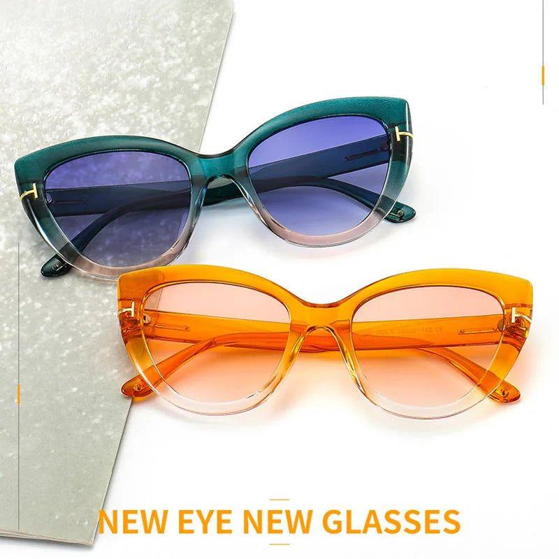 Chic Retro Cat Eye Sunglasses with Gradient Lenses and Blue Light Protection - Lucid Fantasy 