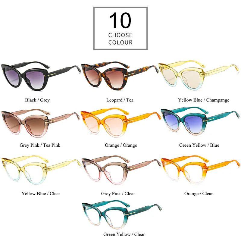 Chic Retro Cat Eye Sunglasses with Gradient Lenses and Blue Light Protection - Lucid Fantasy 