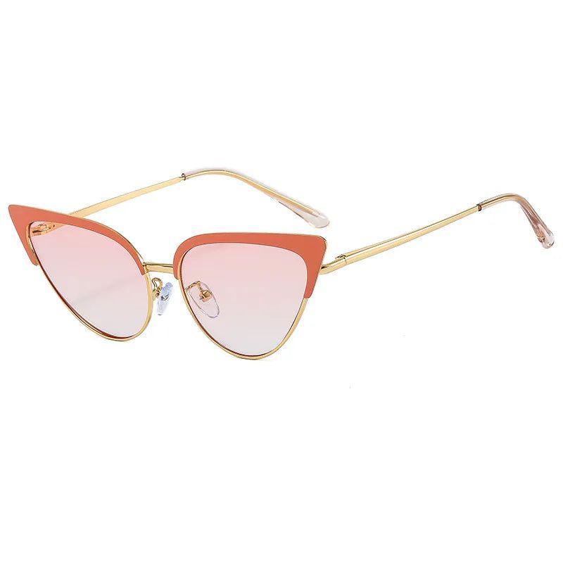 Chic Retro Cat Eye Sunglasses with Pink Leopard Print - Elegant and Bold Fashion Statement - Lucid Fantasy 