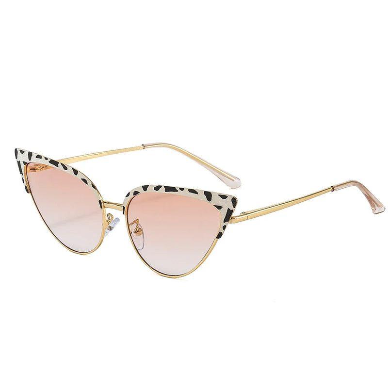 Chic Retro Cat Eye Sunglasses with Pink Leopard Print - Elegant and Bold Fashion Statement - Lucid Fantasy 