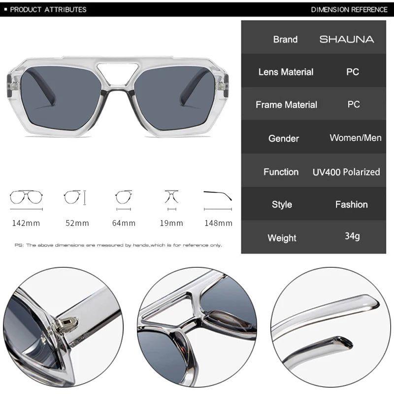 Chic Retro Double Bridge Square Sunglasses with UV400 Protection and Stylish Polygon Lenses - Lucid Fantasy 