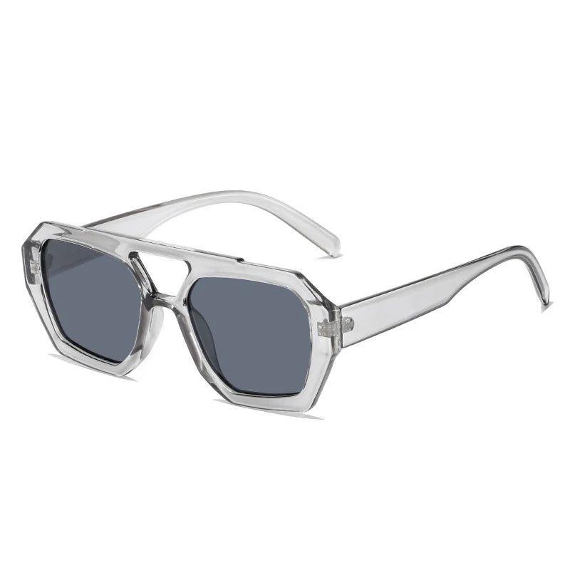 Chic Retro Double Bridge Square Sunglasses with UV400 Protection and Stylish Polygon Lenses - Lucid Fantasy 