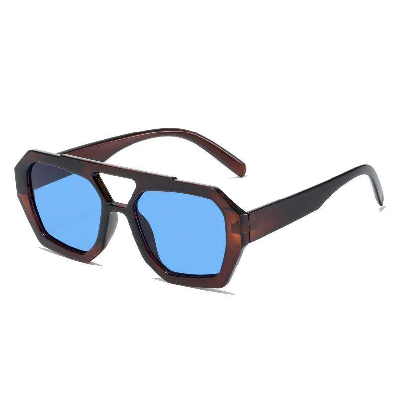 Chic Retro Double Bridge Square Sunglasses with UV400 Protection and Stylish Polygon Lenses - Lucid Fantasy 