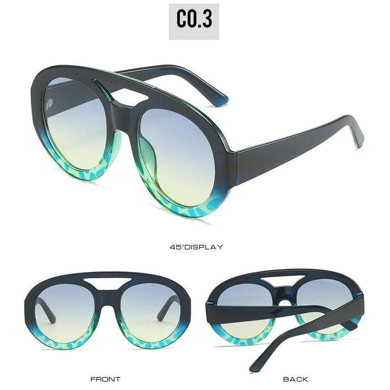 Chic Retro Gradient Oval Goggle Sunglasses with UV400 Protection - Lucid Fantasy 