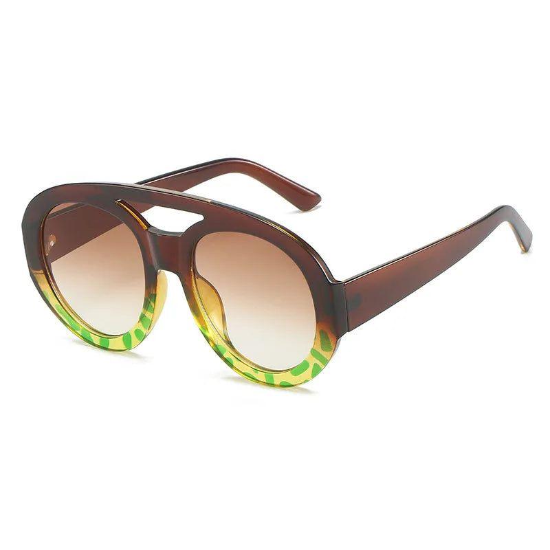 Chic Retro Gradient Oval Goggle Sunglasses with UV400 Protection - Lucid Fantasy 