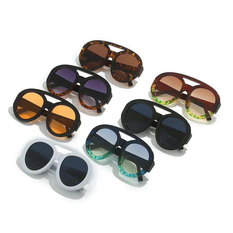 Chic Retro Gradient Oval Goggle Sunglasses with UV400 Protection - Lucid Fantasy 