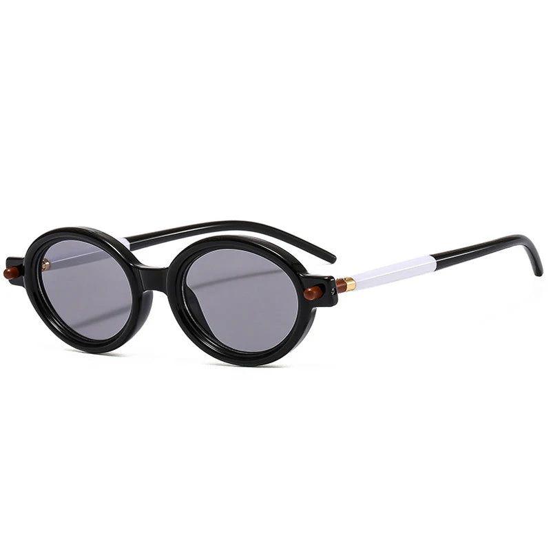 Chic Retro Oval Sunglasses with Rivet Accents - UV400 Protection Shades - Lucid Fantasy 