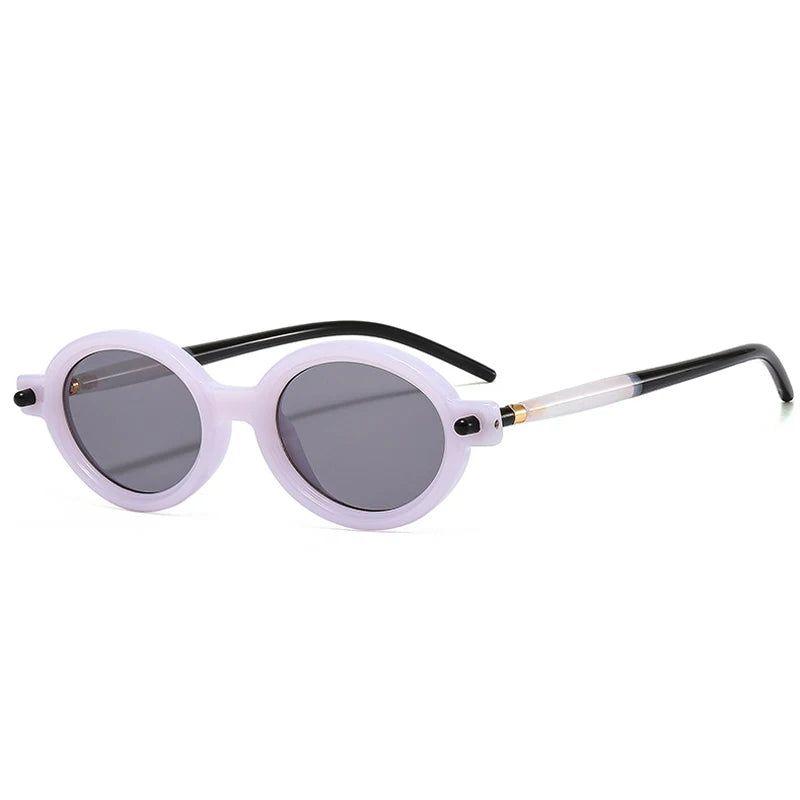 Chic Retro Oval Sunglasses with Rivet Accents - UV400 Protection Shades - Lucid Fantasy 