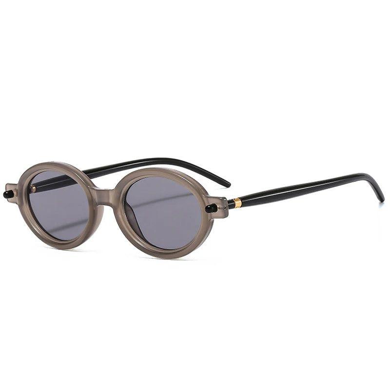 Chic Retro Oval Sunglasses with Rivet Accents - UV400 Protection Shades - Lucid Fantasy 