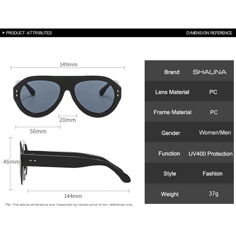 Chic Retro Oversized Pilot Sunglasses with Rivet Accents and Gradient Lenses - UV400 Protection - Lucid Fantasy 