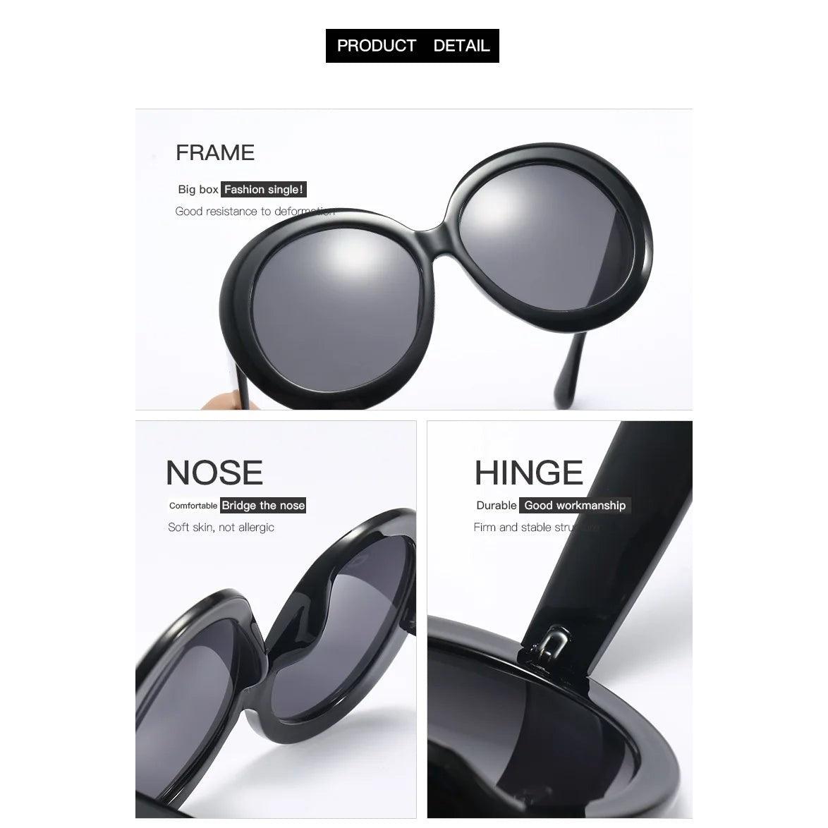 Chic Retro Oversized Round Sunglasses with UV400 Protection for Driving and Daily Wear - Lucid Fantasy 