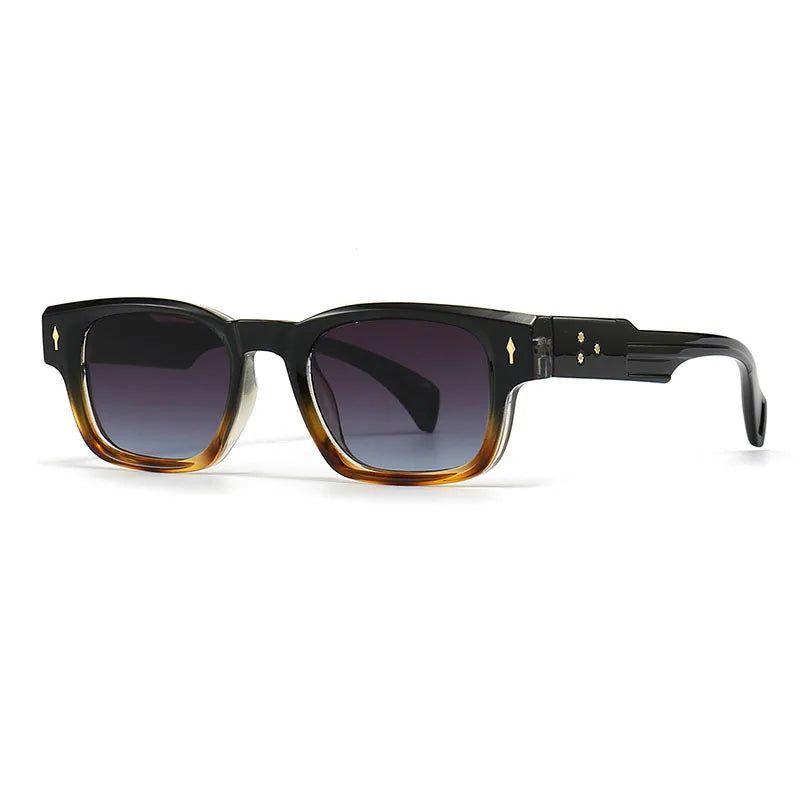 Chic Retro Rivet Rectangle Sunglasses with UV400 Protection - Lucid Fantasy 