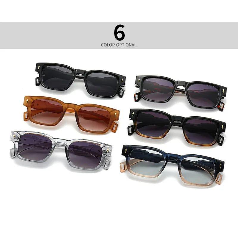 Chic Retro Rivet Rectangle Sunglasses with UV400 Protection - Lucid Fantasy 