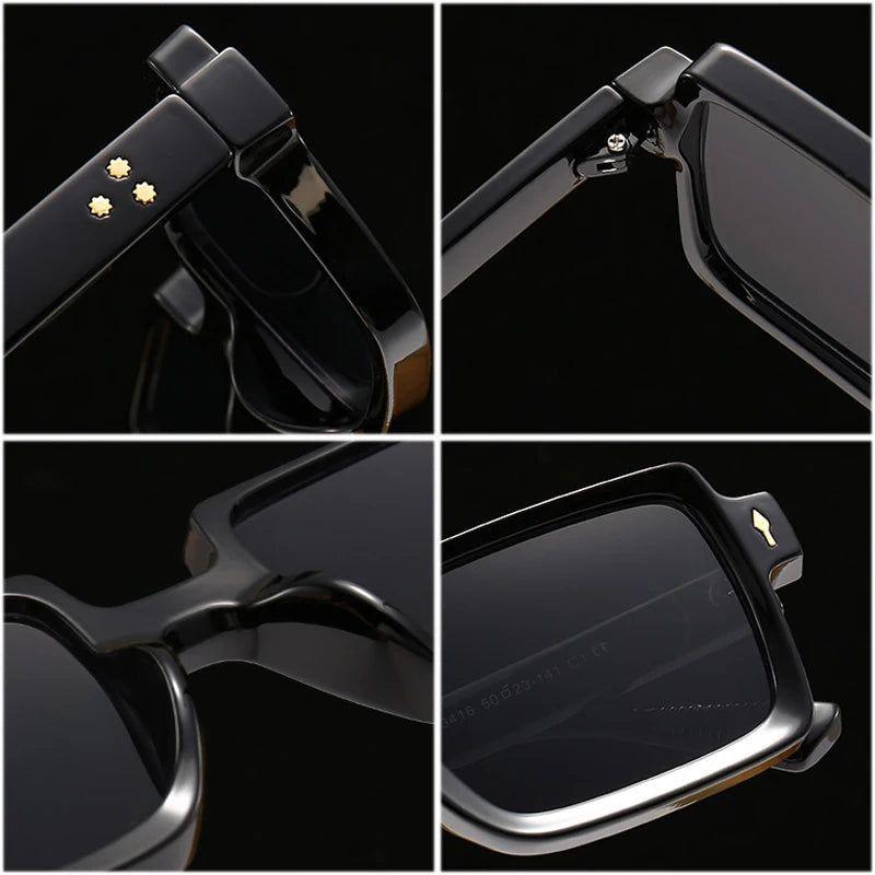 Chic Retro Riveted Square Lens Sunglasses with UV400 Protection - Lucid Fantasy 