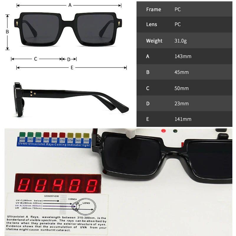 Chic Retro Riveted Square Lens Sunglasses with UV400 Protection - Lucid Fantasy 