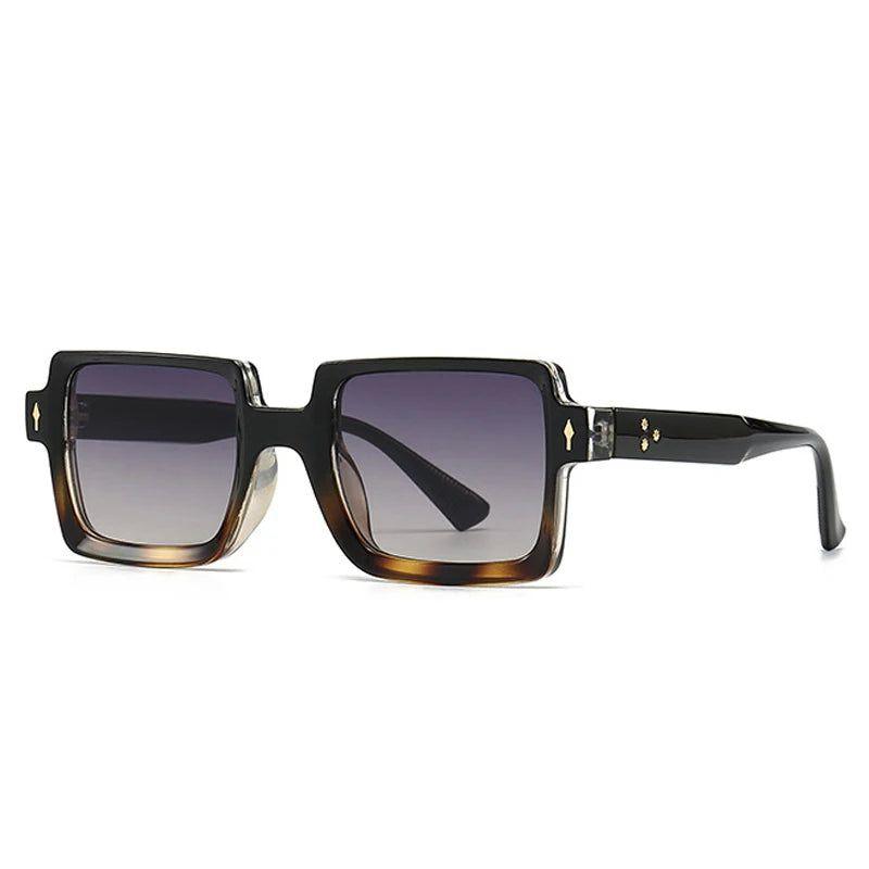 Chic Retro Riveted Square Lens Sunglasses with UV400 Protection - Lucid Fantasy 