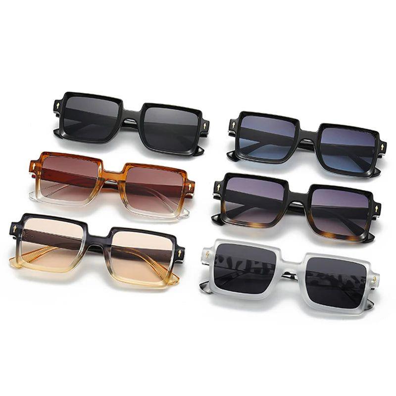 Chic Retro Riveted Square Lens Sunglasses with UV400 Protection - Lucid Fantasy 