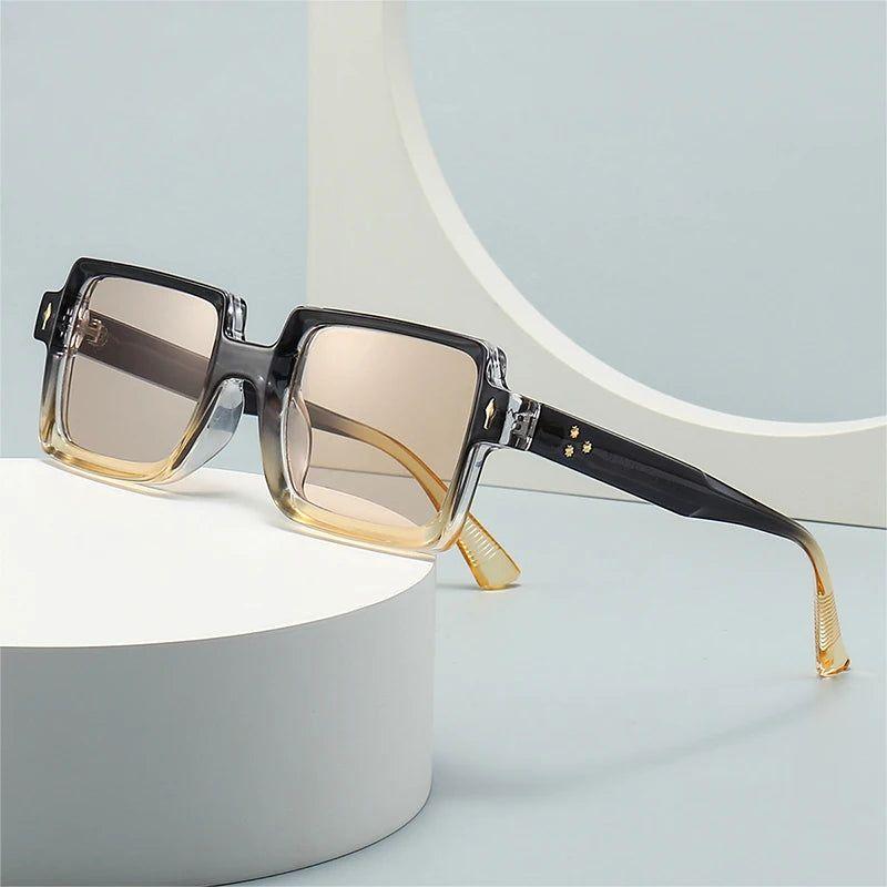 Chic Retro Riveted Square Lens Sunglasses with UV400 Protection - Lucid Fantasy 