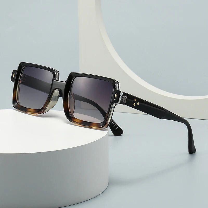 Chic Retro Riveted Square Lens Sunglasses with UV400 Protection - Lucid Fantasy 