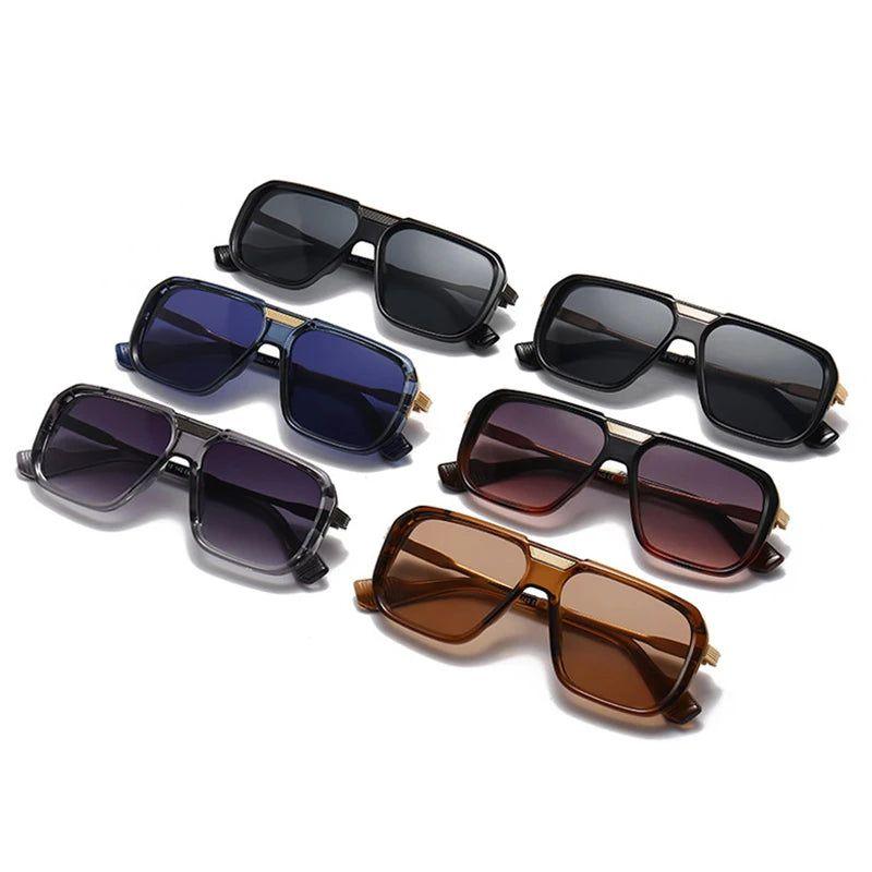 Chic Retro Square Gradient Sunglasses with Rivet Details - UV400 Protection Fashion Shades - Lucid Fantasy 