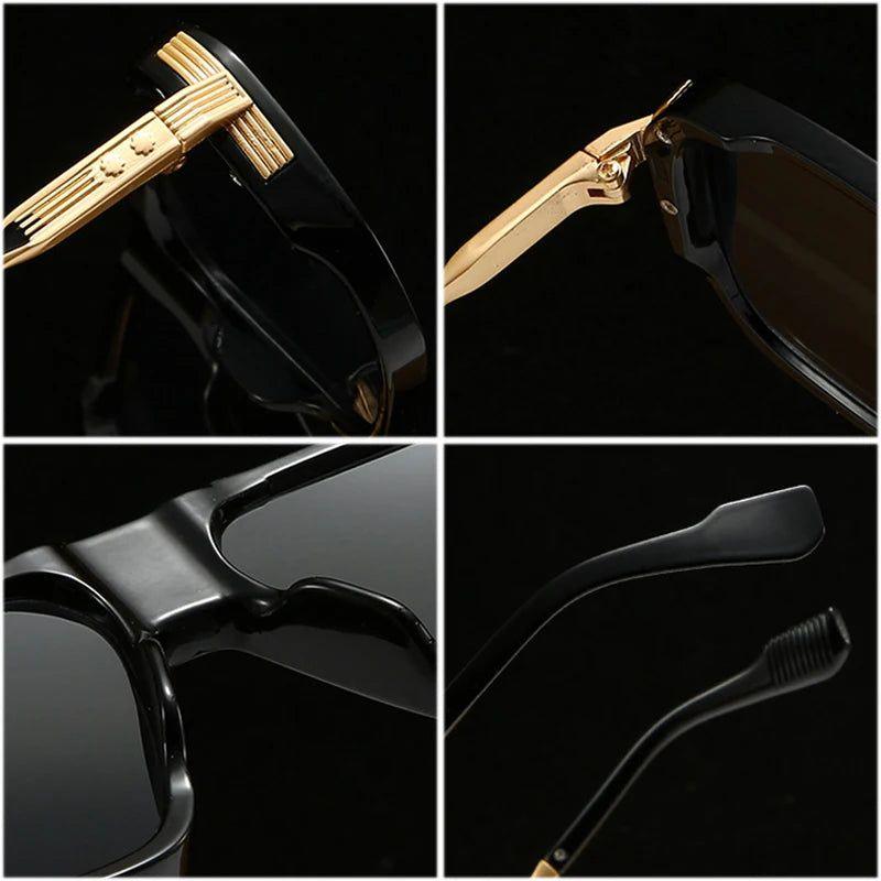 Chic Retro Square Gradient Sunglasses with Rivet Details - UV400 Protection Fashion Shades - Lucid Fantasy 