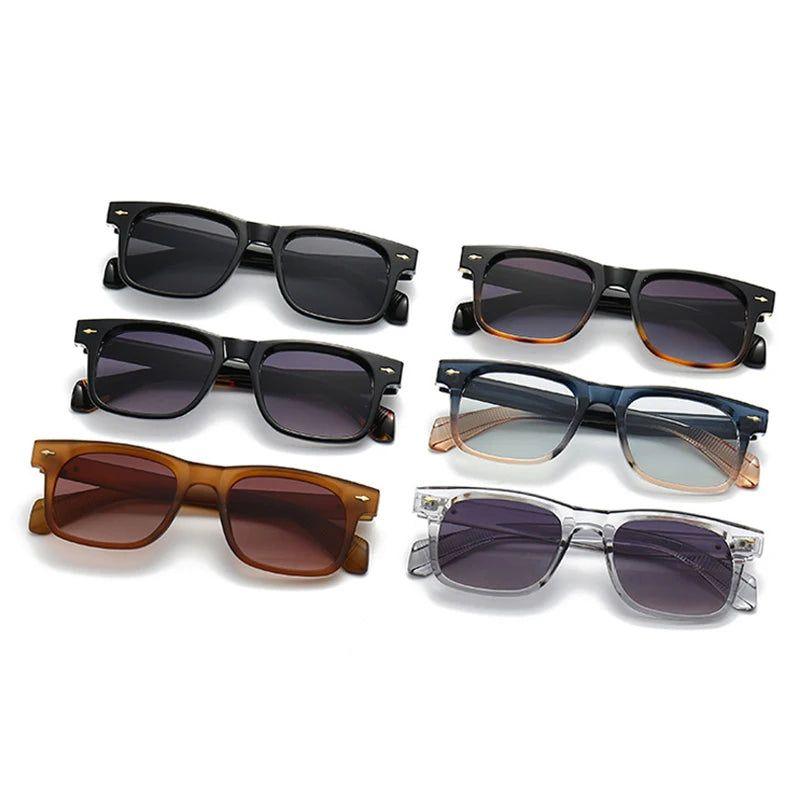 Chic Retro Square Rivet Sunglasses with UV400 Protection and Fashion Gradient Lenses - Lucid Fantasy 