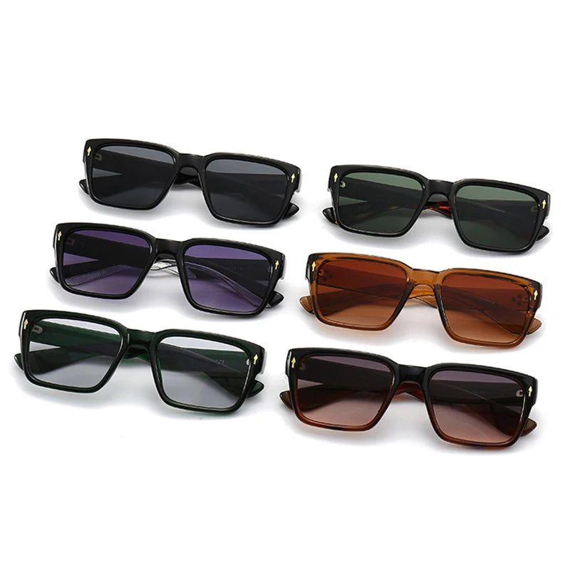 Chic Retro Square Rivet Sunglasses with UV400 Protection - Lucid Fantasy 