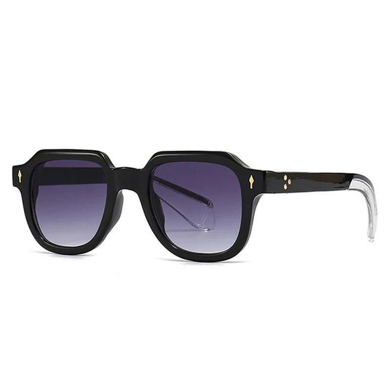 Chic Retro Square Sunglasses with Metal Rivets - UV400 Fashionable Eye Protection - Lucid Fantasy 