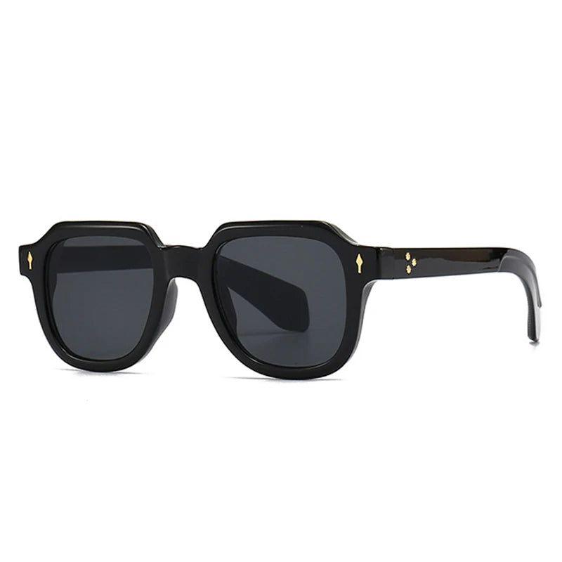 Chic Retro Square Sunglasses with Metal Rivets - UV400 Fashionable Eye Protection - Lucid Fantasy 