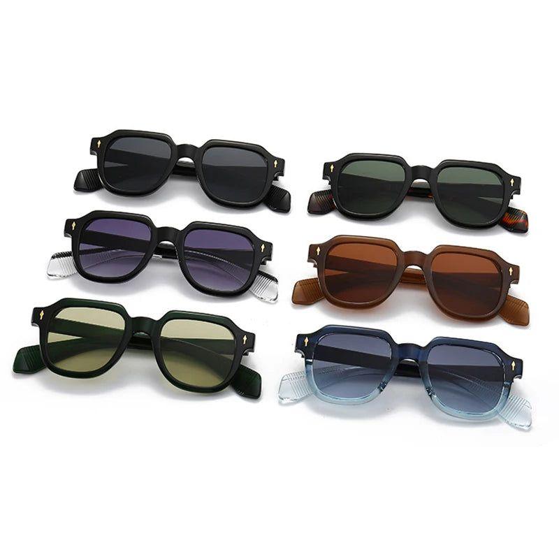 Chic Retro Square Sunglasses with Metal Rivets - UV400 Fashionable Eye Protection - Lucid Fantasy 