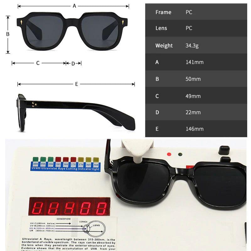 Chic Retro Square Sunglasses with Metal Rivets - UV400 Fashionable Eye Protection - Lucid Fantasy 