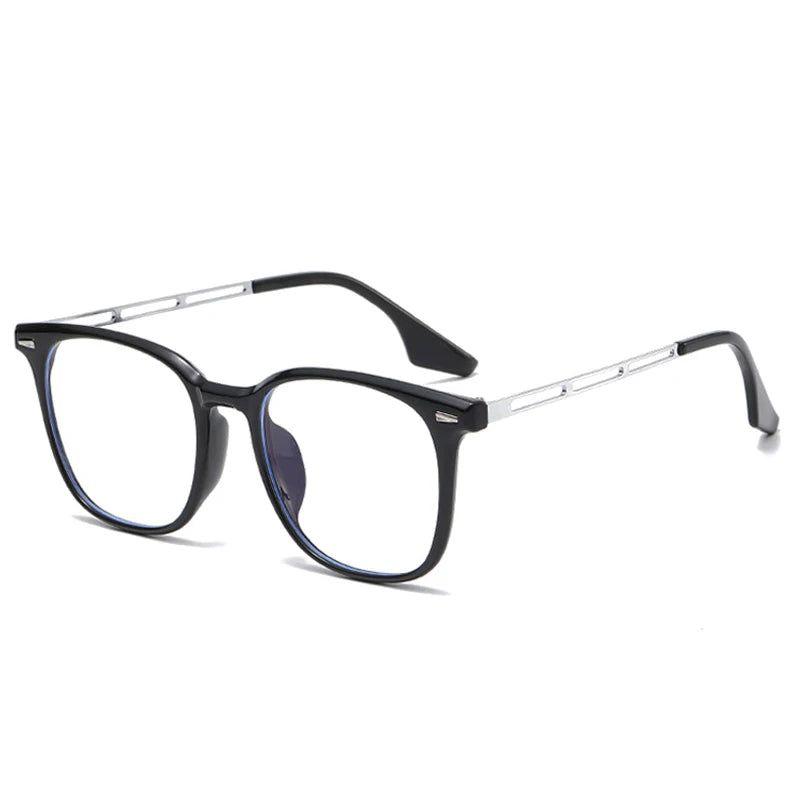 Chic Retro Square TR90 Alloy Glasses with Anti-Blue Light Protection and Rivet Details - Lucid Fantasy 