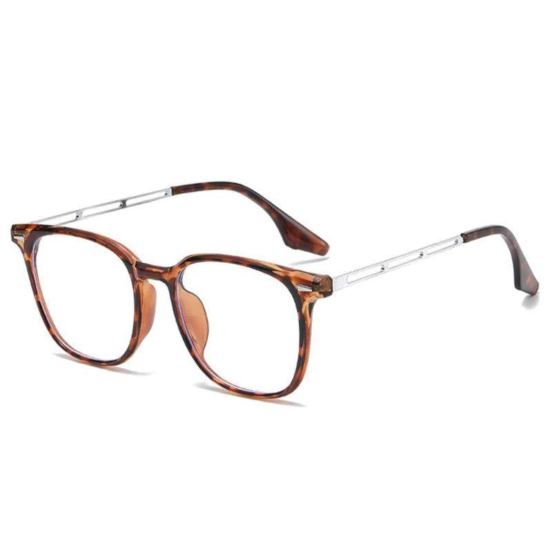 Chic Retro Square TR90 Alloy Glasses with Anti-Blue Light Protection and Rivet Details - Lucid Fantasy 