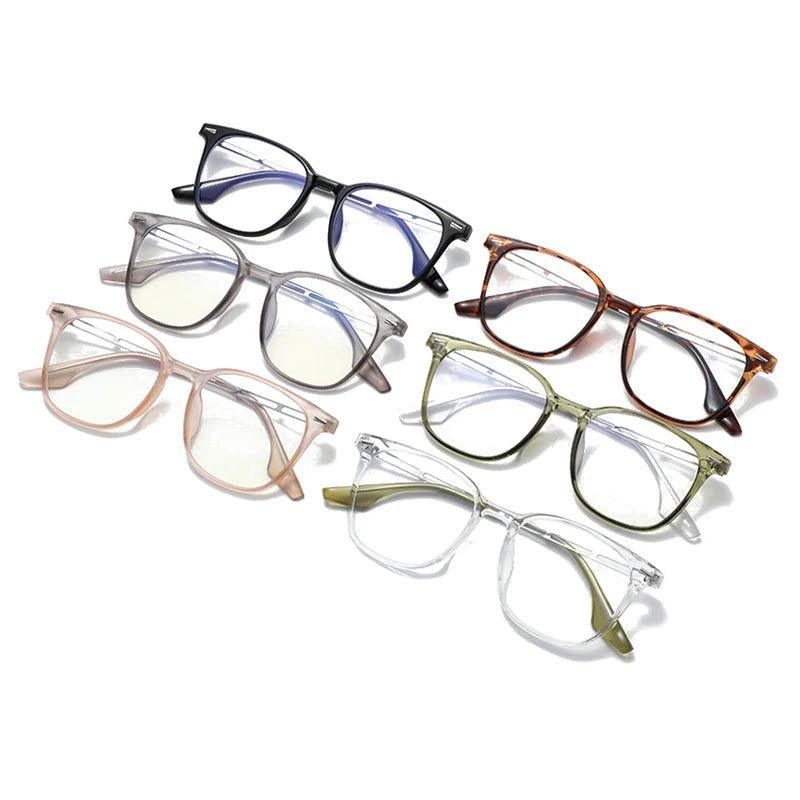 Chic Retro Square TR90 Alloy Glasses with Anti-Blue Light Protection and Rivet Details - Lucid Fantasy 