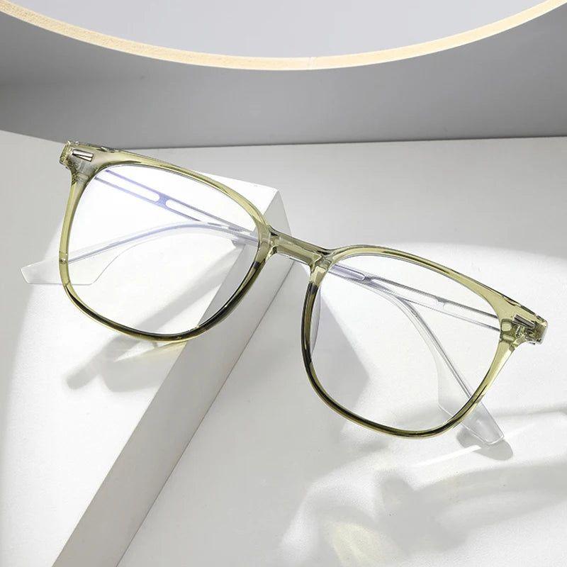 Chic Retro Square TR90 Alloy Glasses with Anti-Blue Light Protection and Rivet Details - Lucid Fantasy 