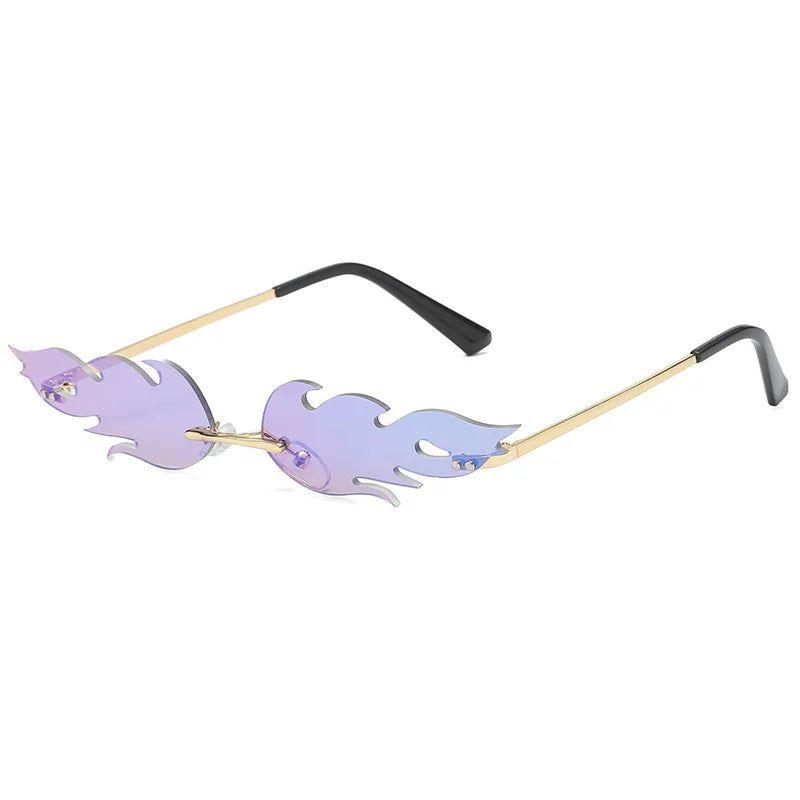 Chic Rimless Flame Lens Sunglasses – Designer Mirror Eyewear for Ultimate Style - Lucid Fantasy 