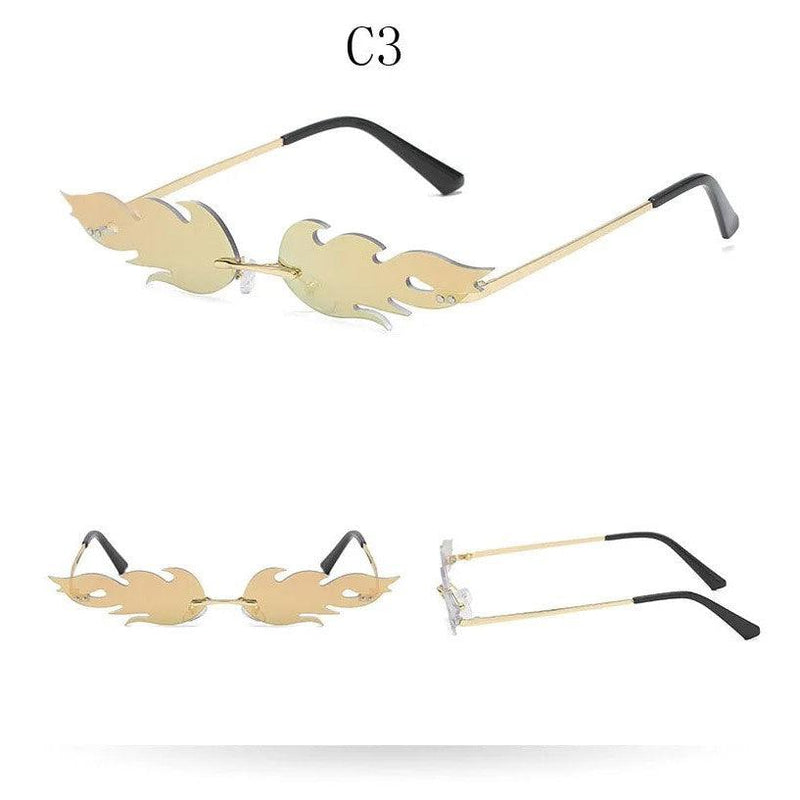 Chic Rimless Flame Lens Sunglasses – Designer Mirror Eyewear for Ultimate Style - Lucid Fantasy 