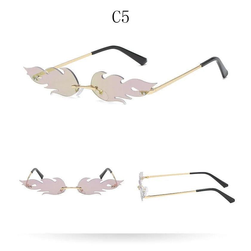 Chic Rimless Flame Lens Sunglasses – Designer Mirror Eyewear for Ultimate Style - Lucid Fantasy 