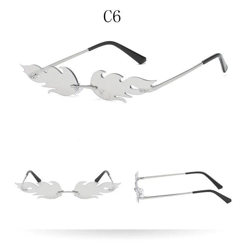 Chic Rimless Flame Lens Sunglasses – Designer Mirror Eyewear for Ultimate Style - Lucid Fantasy 